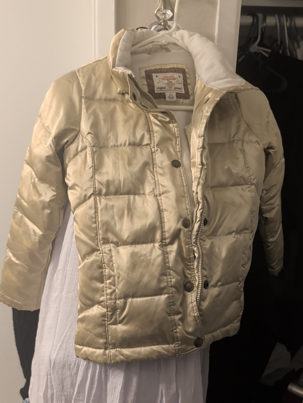 GAP Cream Quilted Kids Puffer Jacket